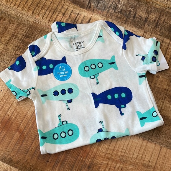 24m NWT bundle of short and one long sleeve onesies for baby boy - Picture 6 of 15